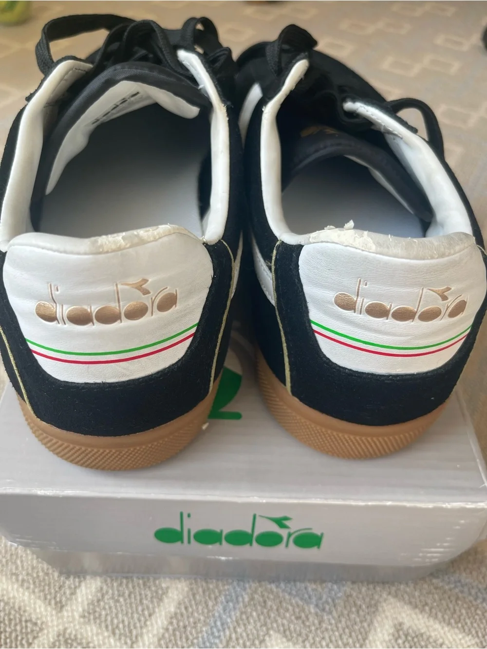 Diadora Kick sneakers in black and white suede Mens 12.5